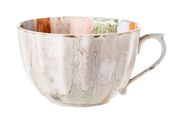 手绘瓷制茶杯 白色背景隔离 — 图库照片