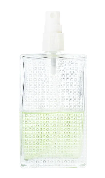 Flacon Spray Perfume Semi Cheio Isolado Fundo Branco — Fotografia de Stock