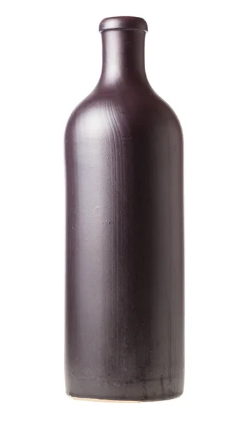 Botella Cerámica Negra Aislada Sobre Fondo Blanco — Foto de Stock