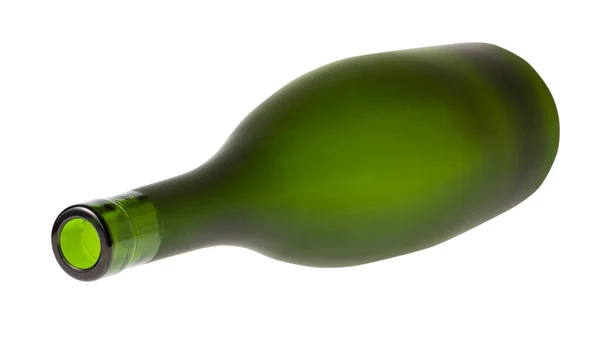 Белом Фоне Лежит Пустая Бутылка Зеленого Бренди — стоковое фото