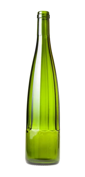 Empty Faceted Green Wine Bottle Isolated White Background — Stock Photo, Image