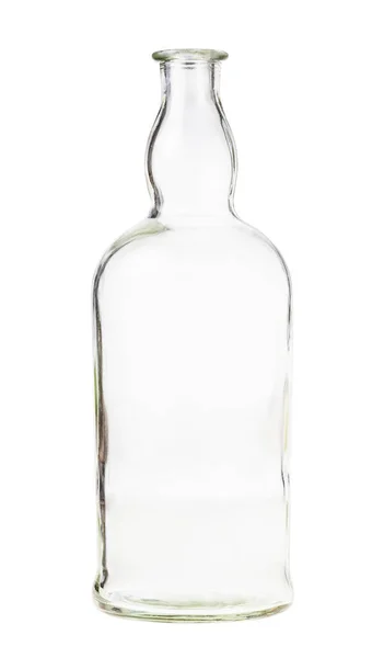 白い背景に隔離された空のクリアブランデーボトル — ストック写真