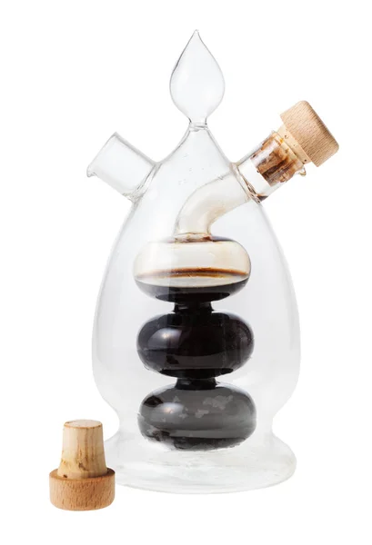 Glasspender Gefüllt Mit Balsamico Essig Isoliert Auf Weißem Hintergrund — Stockfoto