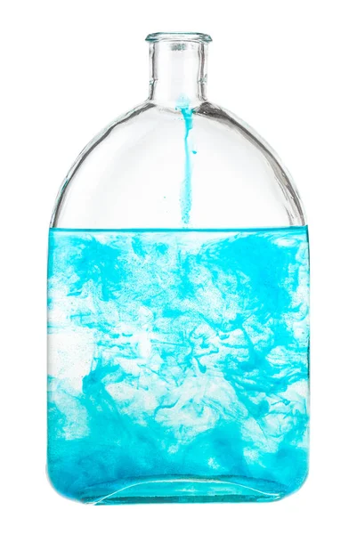 Blaues Aquarell Löst Sich Wasser Flasche Isoliert Auf Weißem Hintergrund — Stockfoto