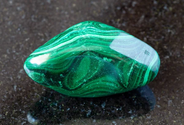 Closeup Sample Natural Mineral Geological Collection Polished Malachite Rock Black — Stock Photo, Image