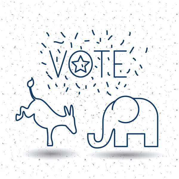 孤立的驴和大象的投票概念 — 图库矢量图片