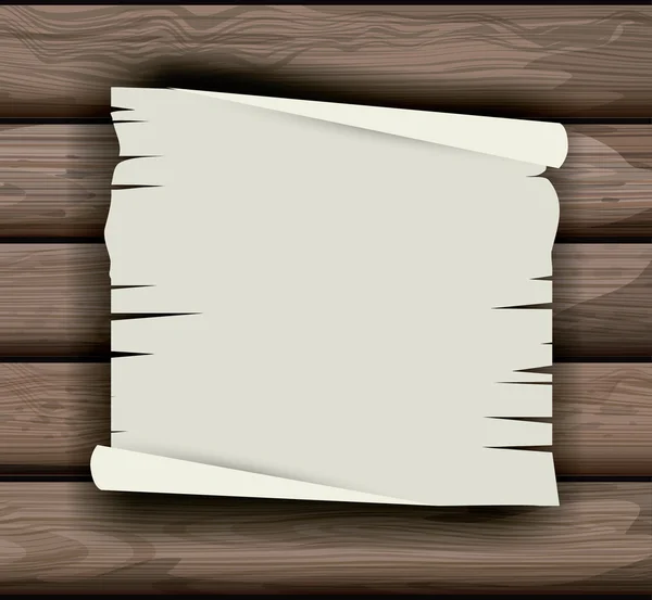 Stück leeres Papier über Holz Hintergrund — Stockvektor