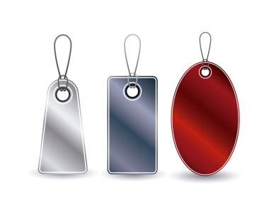 Etiketler tasarım asılı izole seti