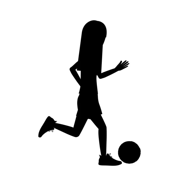 Κορίτσι παίζει ποδόσφαιρο σχεδιασμού — Διανυσματικό Αρχείο