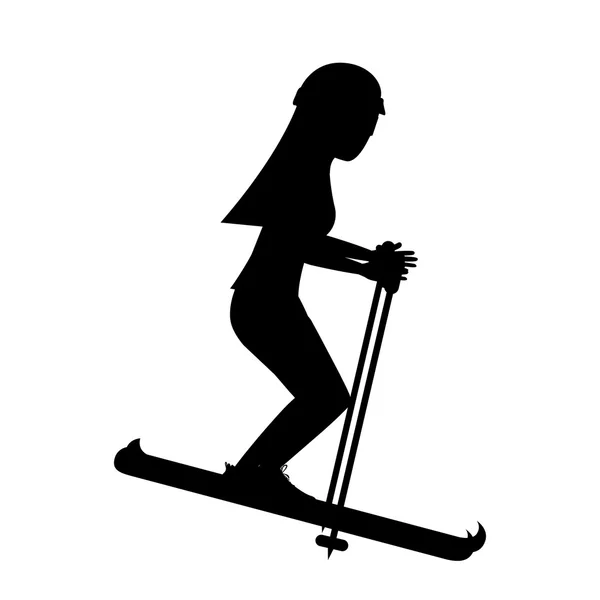 Sylwetka konstrukcji narciarstwo dziewczyna — Wektor stockowy