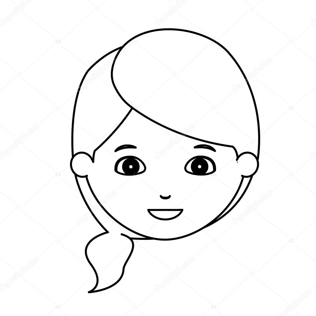 Icona del volto di ragazza del fumetto Bambino bambino poco e la gente di tema Isolate per il disegno Illustrazione di vettore — Vettoriali di