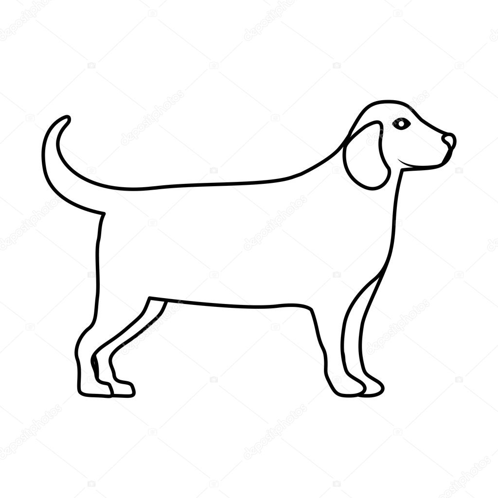 Isolato E Cane Sagoma Design Vettoriali Stock