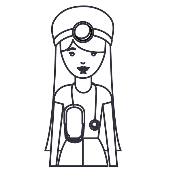 การออกแบบการ์ตูนของหมอผู้หญิงที่โดดเดี่ยว — ภาพเวกเตอร์สต็อก