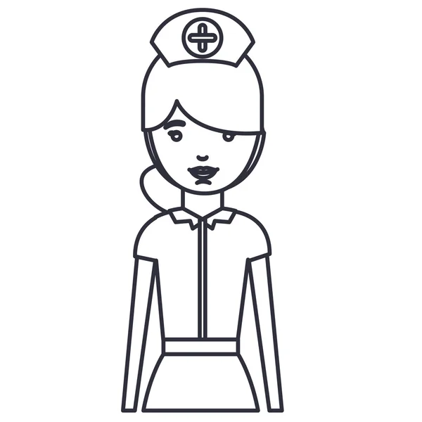 การออกแบบการ์ตูนของผู้หญิงพยาบาลที่โดดเดี่ยว — ภาพเวกเตอร์สต็อก