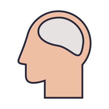 Siluet baş ve insan beyni renkli