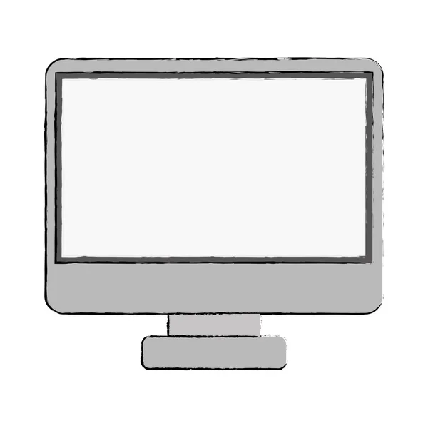 Монитор монохромный экран с базой — стоковый вектор