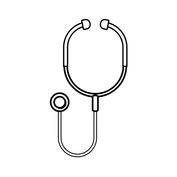 Estetoscopio silueta médica con auriculares — Vector de stock