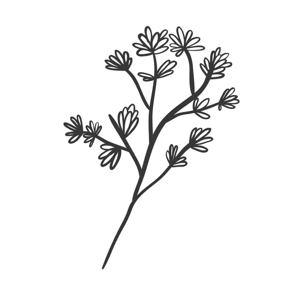 Plante aux ramifications et fleurs — Image vectorielle