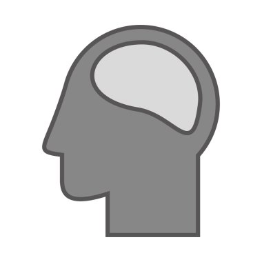 tek renkli siluet baş ve insan beyni