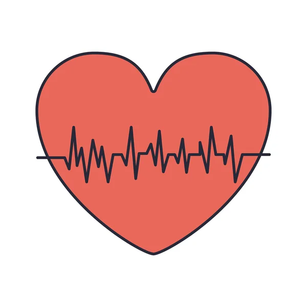Červené srdce s známky života — Stockový vektor