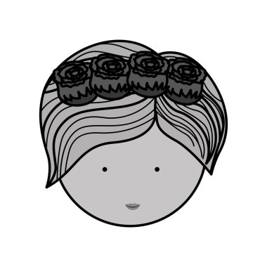 siluet yüz kadın ve taç gül çizgili saç