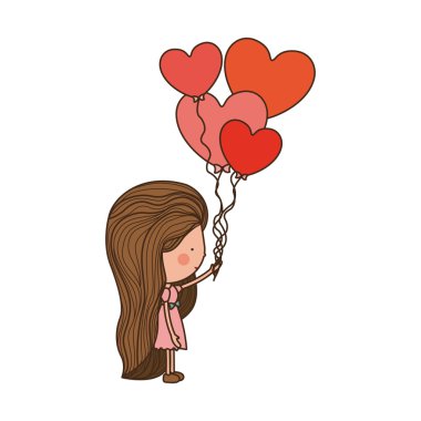 woman walking with heart shaped balloons