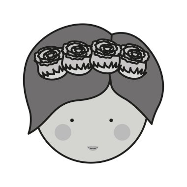 tek renkli ön yüz kadın ve saç gül taç