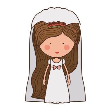 bride with dress and veil clipart