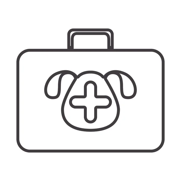 Evrak çantası ilk yardım veteriner ile siluet — Stok Vektör