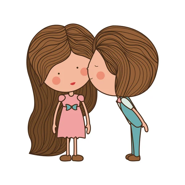 Boy kissing girl in cheek — Stock Vector