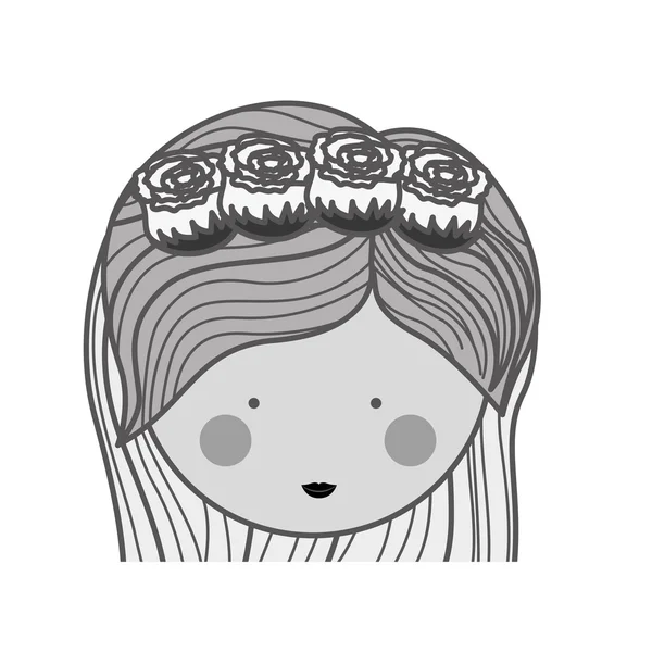 orta çizgili saçlarda siluet yüz kadın ve gül taç