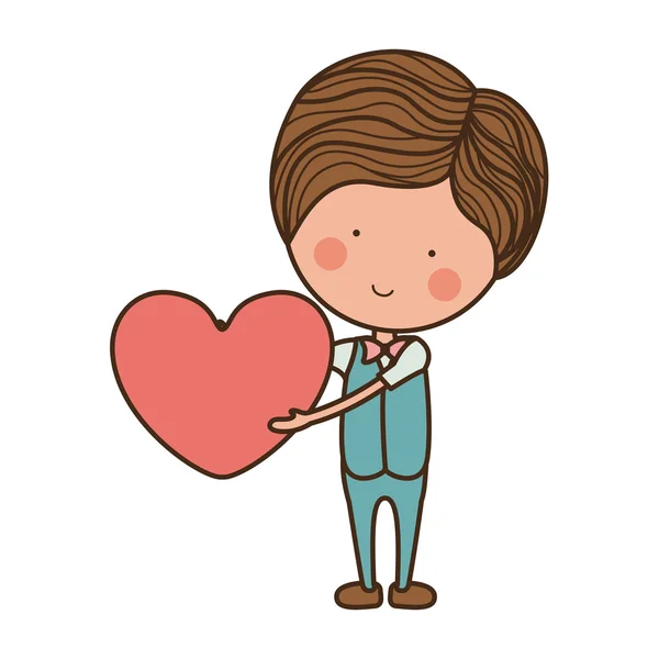 Hombre traje formal celebración de corazón — Vector de stock