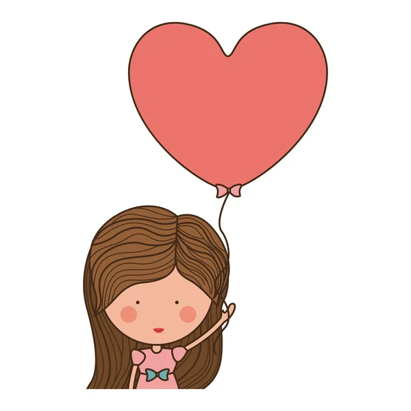 Mujer de medio cuerpo con globos en forma de corazón — Vector de stock