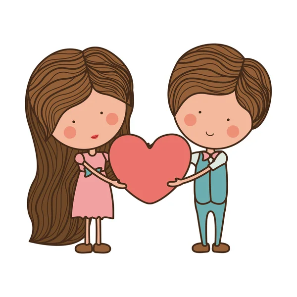 Couple holding heart with striped hair — Stock Vector