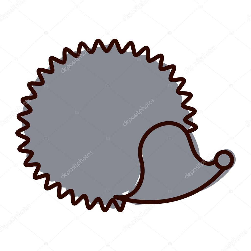Silhouette with hedgehog wild animal color vector illustration
