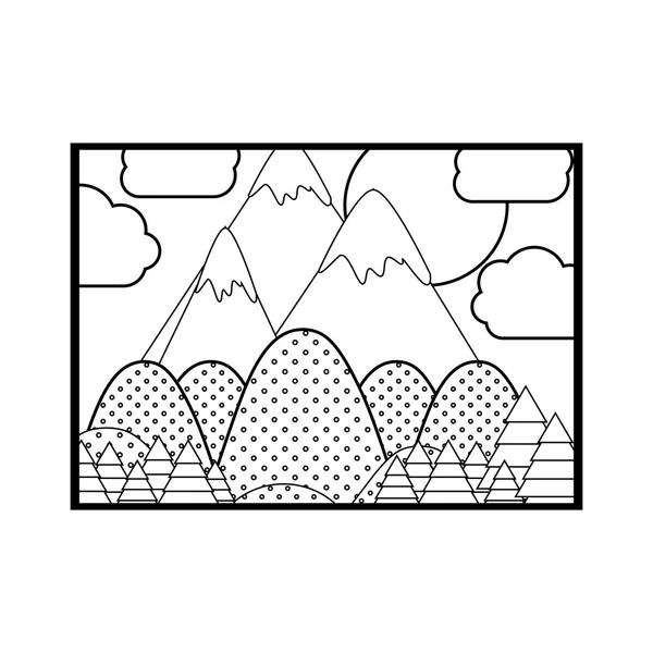 Imagen de silueta de paisaje con líneas y puntos — Archivo Imágenes Vectoriales
