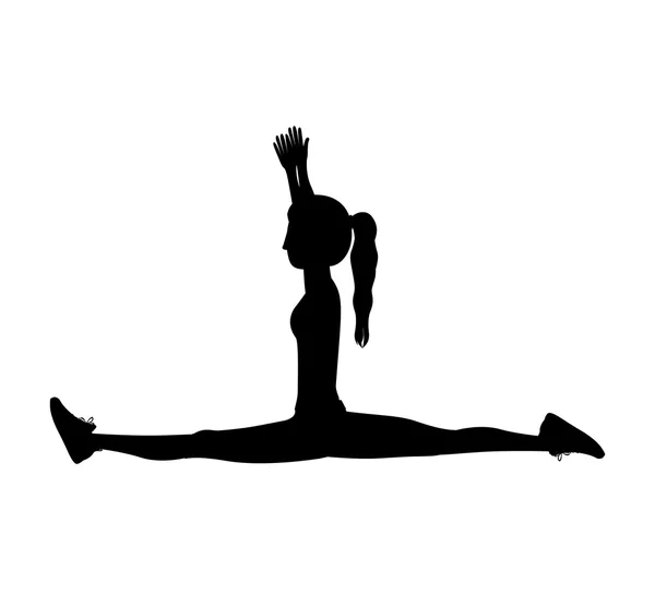 Siluett med kvinna yoga splittringar — Stock vektor