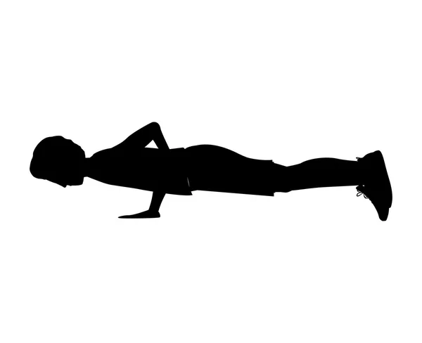 Silhouette with man push ups initial pose — Stock Vector