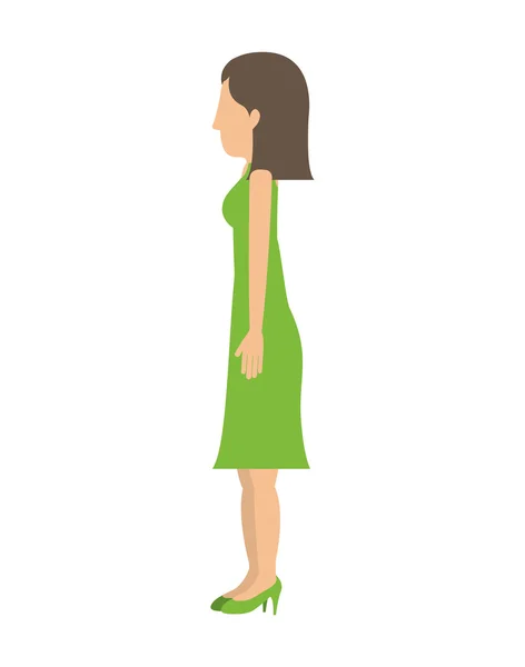 Woman standing dress left profiles short hair — Stock Vector