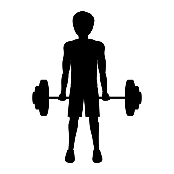 Silhouette man weightlifting initial position — Stock Vector