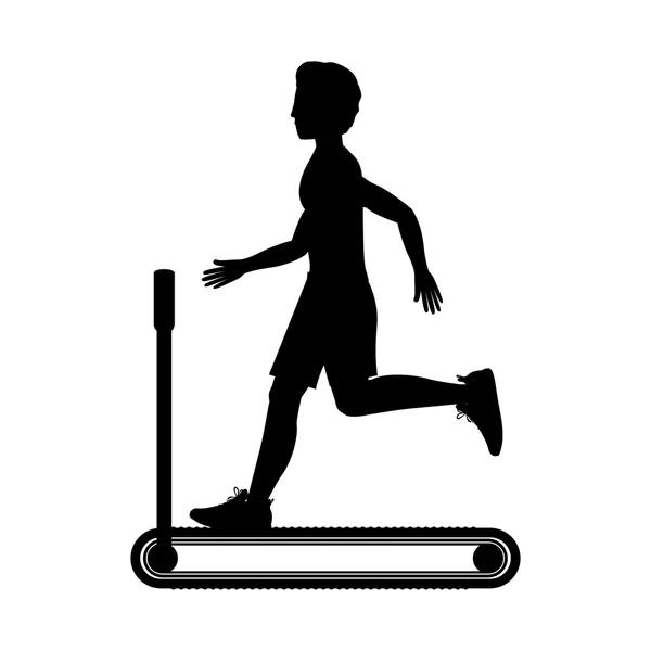 Silhouette with man in treadmill — Stock Vector