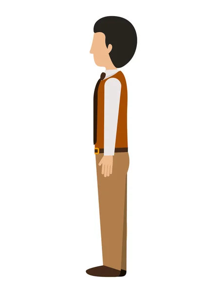 Homme debout profil gauche blazer avec cravate — Image vectorielle