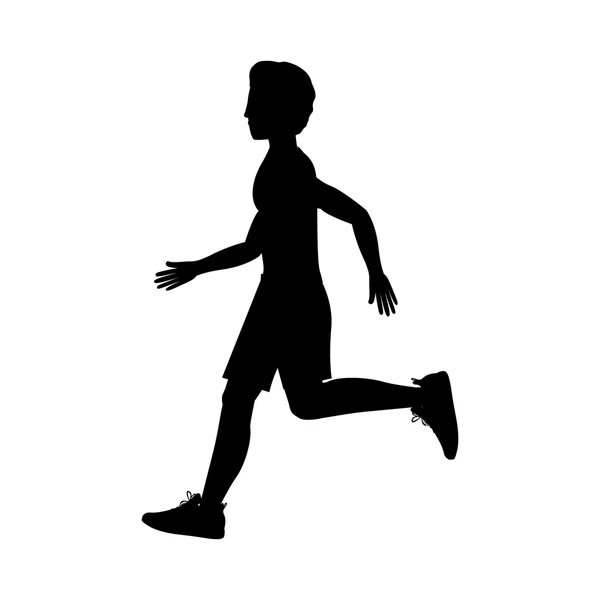 Silhouette man running left side — Stock Vector