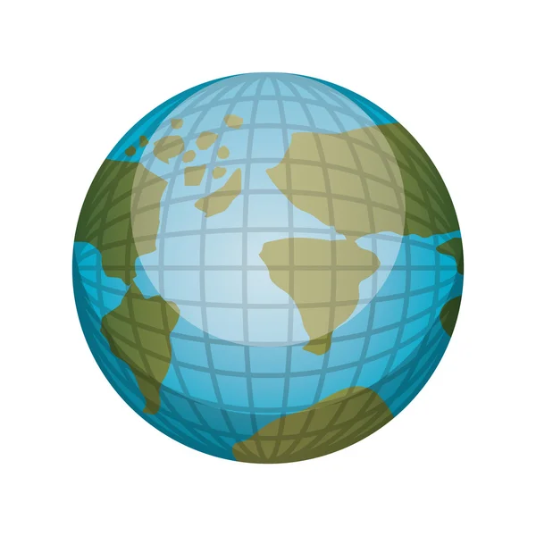 Mappa del mondo terrestre con continenti in 3d — Vettoriale Stock
