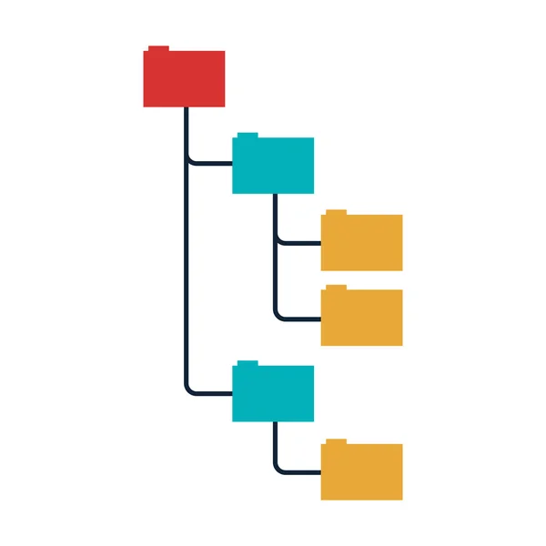 Színes mappák hierarchiájában szervezett — Stock Vector