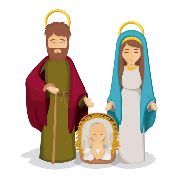 Мария и Иосиф с младенцем Иисусом дизайн — стоковый вектор