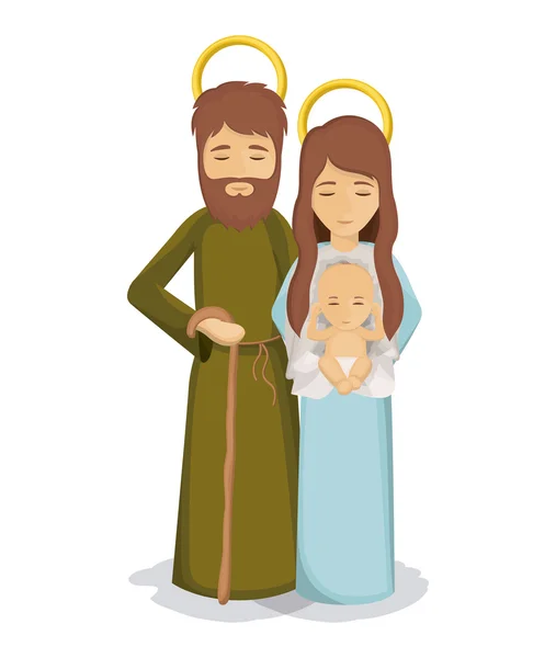 Мария и Иосиф с младенцем Иисусом дизайн — стоковый вектор