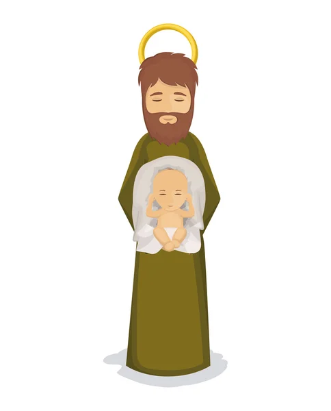 Isolated baby jesus și joseph design — Vector de stoc