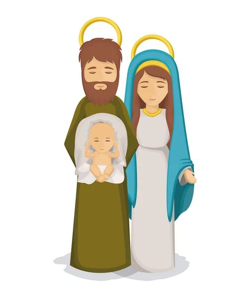 Marie et Joseph avec bébé Jésus design — Image vectorielle