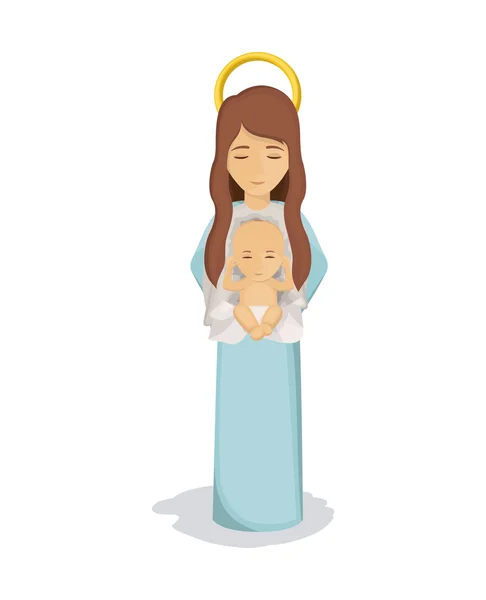 Isolerade mary och baby jesus design — Stock vektor